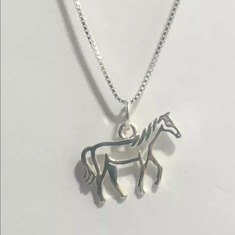 Sterling Silver Silhouette Farm Horse Necklace